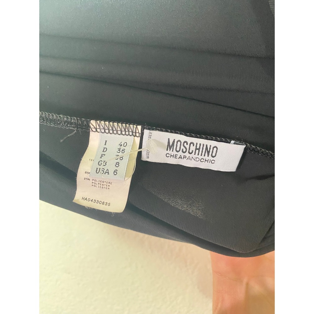 Moschino Cheap and Chic Black Wrap Dress Knotted Shoulder Italy Size 6 - Picture 6 of 9